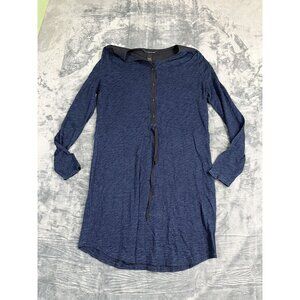 Calvin Klein Jeans Womens Navy Blue Henley Tunic Top W/ Button Front  XL